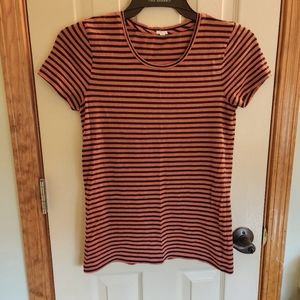 J.Crew classic crew neck striped tshirt Sz small Navy & Pumpkin
